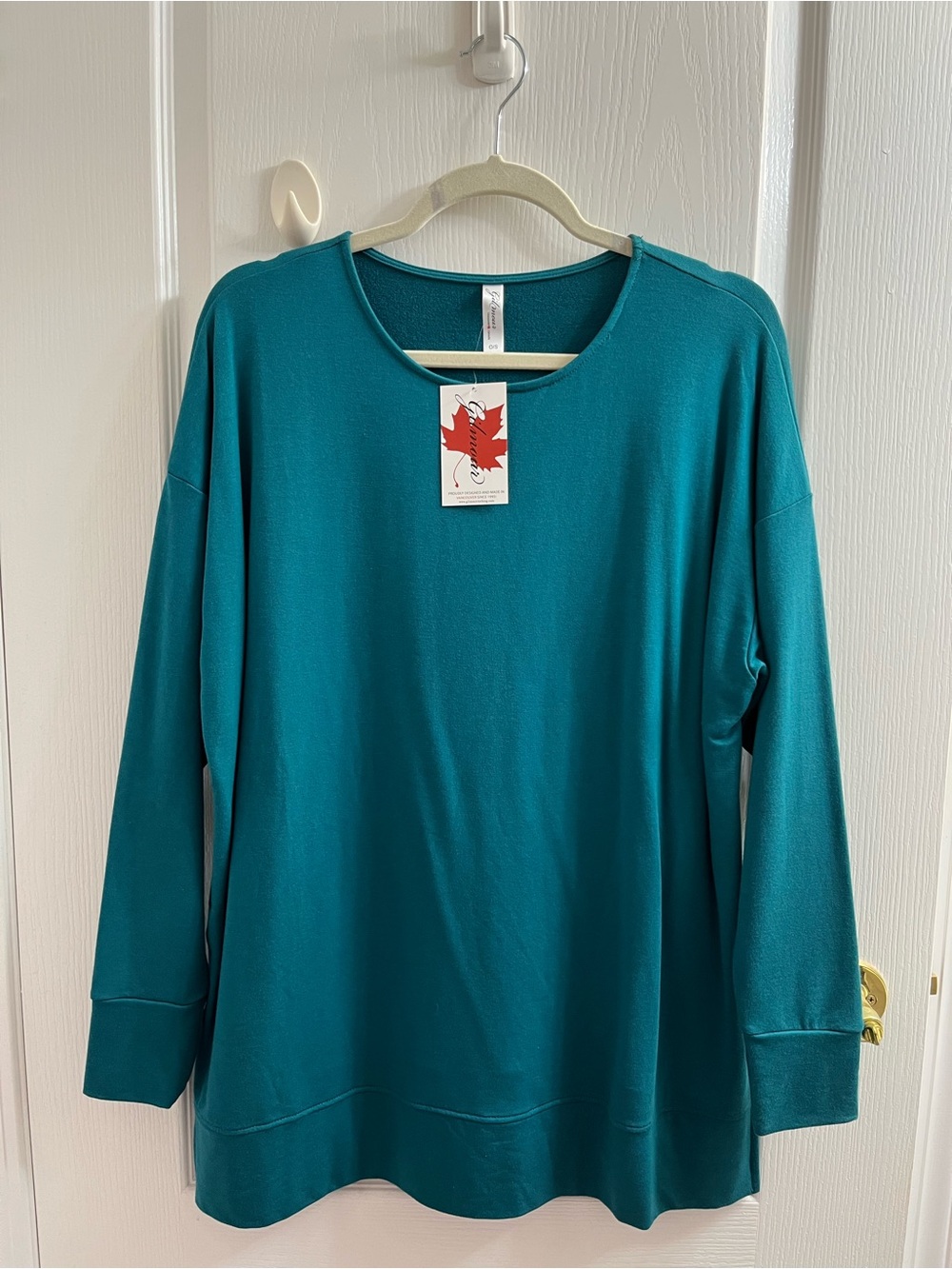 Relaxed Teal Crewneck Long-Sleeve Sweatshirt